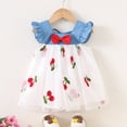 thumbnail image 4 of Babcutegg Charming Denim Skirt Dress With Sweet Cherry Embellishment Breathable Sleeveless Design For Little Girls White Size 2T, 4 of 7