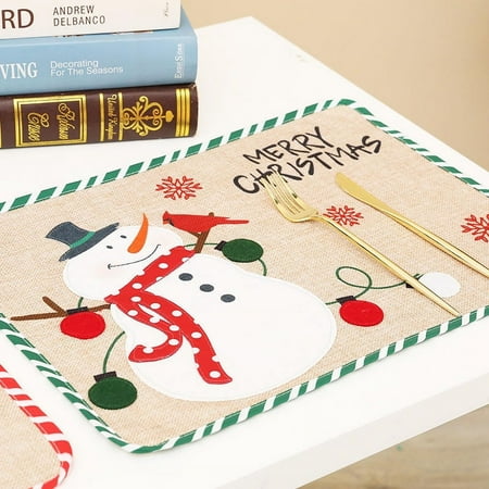 

Christmas Decorations Santa Claus Linen Meal Mats Table Mats Dining Table Decorations Atmosphere Scene Layout