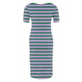 thumbnail image 4 of Robe de Maternité pour Femmes, Style Mi-Mollet Plissé à Imprimé avec Manches Courtes et Encolure Ronde, Mélange Polyester-Spandex, Coupe Confortable Extensible, Idéale pour les Séances Photo de Grossesse Ou les Occasions Formelles, 4 of 6