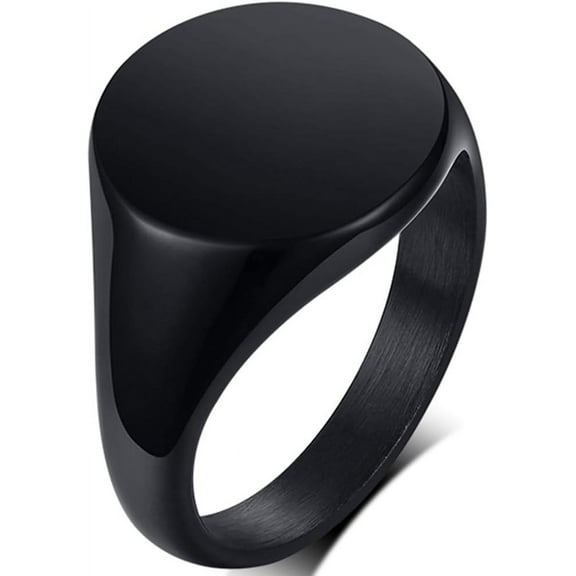 Stainless Steel Classical Simple Plain Round Signet Style Pinky Wedding Statement Promise Anniversary Ring