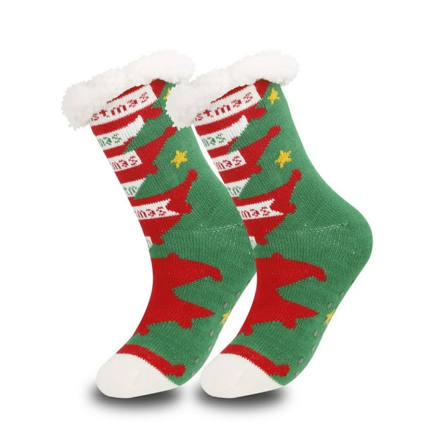 Calcetines navideños para dormir, bonitos calcetines tridimensionales de lana gruesa y cálida para mujer en invierno.