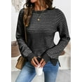 thumbnail image 4 of DOKOTOO Womens Sweater Knit Long Sleeve Crewneck Striped Side Split Pullover Sweater Tops S-2XL, 4 of 11