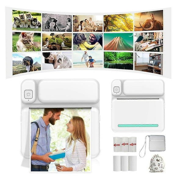(Blue)Thermal Portable Bluetooth Printers 57mm Mini Wireless POS Thermal Image Photo Printers For Android IOS Mobile Phone FLYE1984