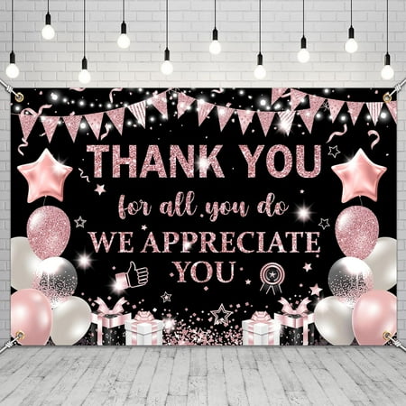 Thank You for All You Do Backdrop We Appreciate You Banner,Rose Gold Appreciate Party Decoration Employee Staff Teachers Doctors Retirement Photo Backdrop for Thanks Party Supplies