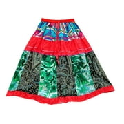 Mogul Womens Patchwork Skirt Cotton Boho Fashion Summer Evening Skirts