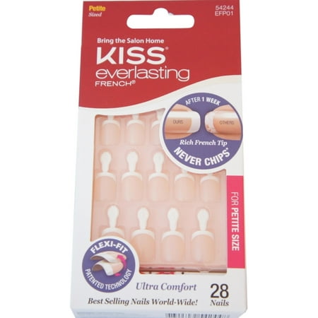 Kiss Everlasting French Pink Petite Length Nail Kit, 28 ct
