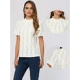 thumbnail image 2 of DARING DIVA Ruffle Puff Short Sleeve Crochet Eyelet Blouse XS White, 2 of 6