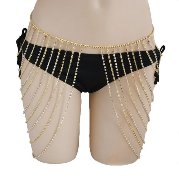 Cadenas de cintura con capas de cristal, cadena corporal para el vientre de playa, cinturones de moda, accesorios para el cuerpo, joyería para mujeres y niñas