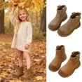 thumbnail image 2 of FUZHIQ Girls Ankle Boots Low Block Heel Glitter Bowknot Zipper Booties Little Kid Big Kids Fall Winter Dress Booties Shoes Coffee for 8.5-9 Years, 2 of 7
