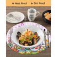 thumbnail image 3 of 13 Inch Round Placemats Set of 6, Easter Gnomes Bunnies Non Slip Heat Insulation PP Table Mats, Spring Easter Eggs Floral Purple Plaid Washable Place Mats for Kitchen Dining Party Table Decor, 3 of 7