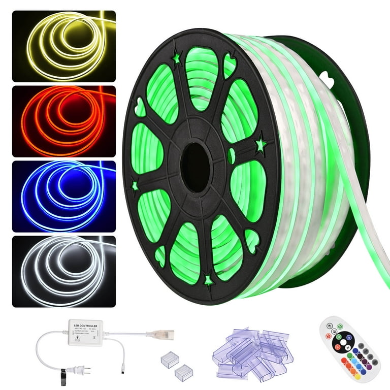 Delight Neon LED Strip Light 100ft/30m Waterproof Flexible Light RGBY with Dimmable Remote Indoor Outdoor Decor - Walmart.com