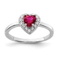 thumbnail image 3 of Sterling Silver Rhodium-plated Created Corundum & Cubic Zirconia Heart Ring Size 6, 3 of 4