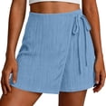 thumbnail image 2 of Pafei Tyugd Summer Wrap Skirts for Women Mini Boho Skirt with Shorts Stretchy High Waisted Beach Shorts Sky Blue S, 2 of 7