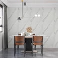 thumbnail image 3 of Dundee Deco Peel and Stick Faux Marble Wallpaper Roll, 24" x 9', White, Dark Grey Veins, 3 of 8