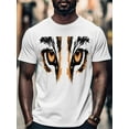 thumbnail image 4 of Tiger Eyes Men's T Shirts Animal T-Shirt for Men Crew Neck Tees Cotton Tops, White, 2XL, 4 of 7