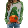 thumbnail image 5 of Penkiiy T-Shirt Imprimé pour la Saint-Patrick pour Femmes, Col Rond, Manches Longues, Chandail en Molleton Imprimé, Blouse, Hauts, Vert, 5 of 5