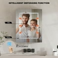 thumbnail image 6 of Hironpal LED Medicine Cabinet with Lights,24x30 Inch Lighted Medicine Cabinet with Mirror,Wall Mounted Bathroom Mirror Cabinet with Defogger,Dimmer,Black, 6 of 9