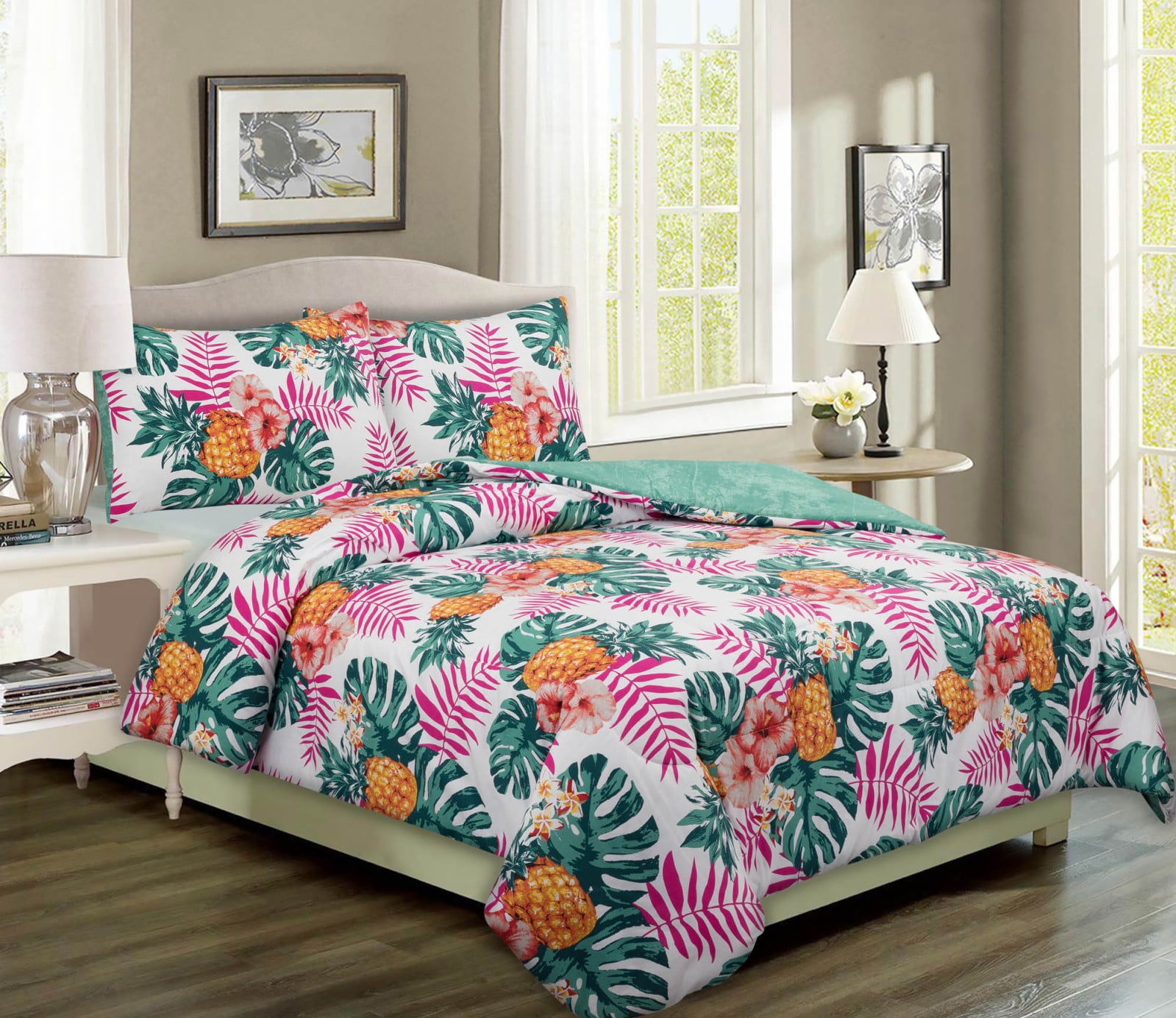 Mainstays Pineapple Palm Print Bed In A Bag Full