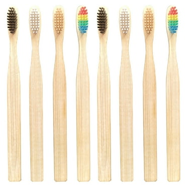 Bamboo toothbrush 20PCS Bamboo Fiber Toothbrushes Eco-Friendly Degradable Toothbrushes for Travel Outdoor Use - Square End