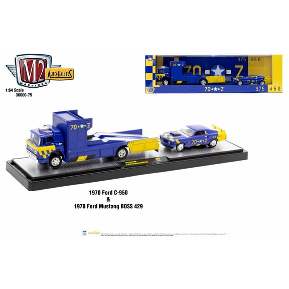 M2 Machines Auto Hauler 75 1970 Ford C-950 1970 Ford Mustang Boss 429