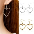 thumbnail image 2 of Opolski 1 Pair Women Fashion Hollow Love Heart-Shaped Dangle Hook Earrings Jewelry Gift for Wedding Party, 2 of 8