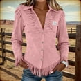 thumbnail image 2 of Women's Vintage Western Cowgirl Suede Shirts Long Sleeve Button Down Slim Fit Fringe Shirts Tops Womens Fringe Suede Western Cowgirl Shirts Vintage Rodeo Tops Slim Fit Country Concert Jacket, 2 of 9