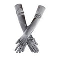 thumbnail image 2 of MRULIC gloves for women Opera Dance Elbow Finger 1920s Bridal Long Length Gloves Satin Women's Gloves Gloves Silver + One size, 2 of 3