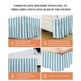 thumbnail image 6 of Aqua Striped Bed Skirt Cal King Size, Modern Farmhouse Blue White Stripes Wrap Around Bed Skirting with Adjustable Elastic Strap, Dust Ruffled Pleated Bedskirts 16 Inch Drop for Bedroom Cal King Beds, 6 of 9