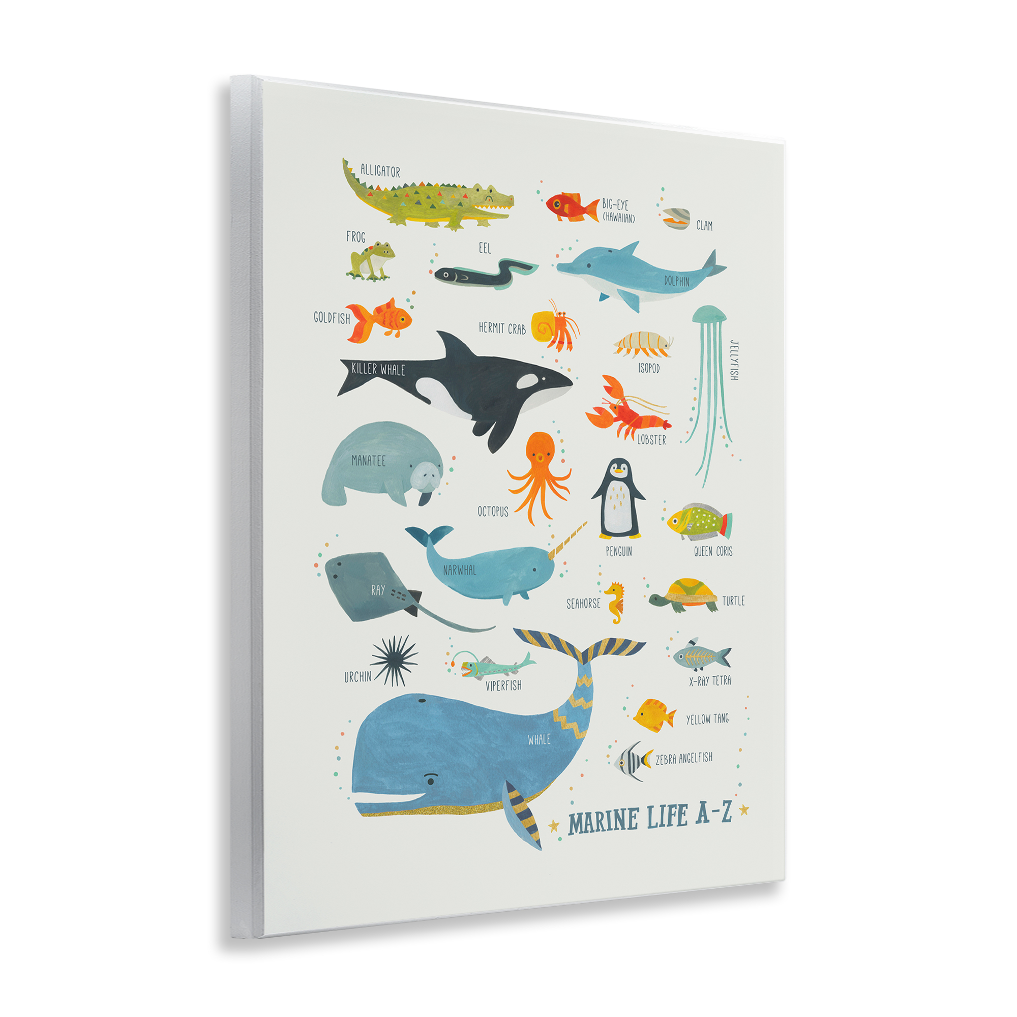 Stupell Industries Marine Life ABC Alphabet Education Painting Unframed Art Print Wall Art, 11 x 14