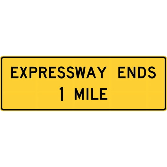 Vinyl Stickers - Expressway Ends, 1 Mile - Safety and Warning Warehouse Signs Stickers - 3.5" x 5" - 3 Pack