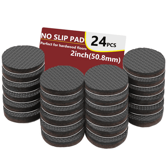 Non slip furniture pads-24 PCs 2inch(50.8mm) furniture grippers, non skid for furniture legs, self adhesive rubber furniture feet, anti skid furniture hardwood floor protector keep furniture in place!
