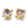 thumbnail image 3 of Brass Medium Violet Red Cubic Zirconia Pendants Nickel Free Heart Real 16K golden Plated 16.5x15.5x7.5mm Hole: 3mm, 3 of 3