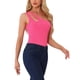 thumbnail image 4 of CAMISETA LEOTARDO REFINADA para MUJER de UN HOMBRO, Cuerpo Ajustado de Punto Acanalado, Tallas XL, Rosa Fucsia, 4 of 6