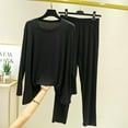 thumbnail image 2 of Riecok Loungewear Sets for Women 2 Piece Long Sleeve Tops and Elastic Waist Pants Solid Baggy Cozy Sleepwear, 2 of 4