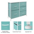 thumbnail image 5 of 5 Drawers Chest Dresser - Wood Top Finish - Art Deco, Aqua, 5 of 5