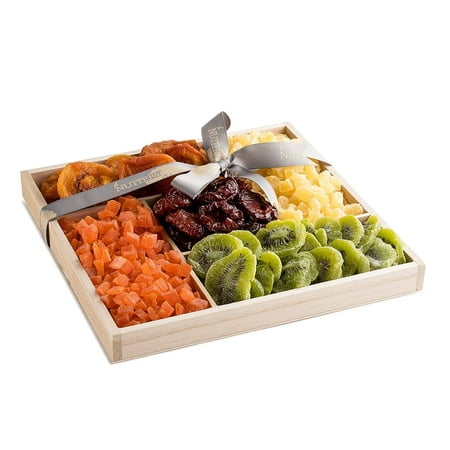 The Nuttery Premium Dried Fruit Classic Gift Basket-Dried Fruit Mix Gift Box-Healthy Snacking Gift Set-Wooden Tray Sectional Tray for (Best Dried Fruit Gift Baskets)