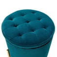 thumbnail image 3 of Velvet Storage Ottoman Round Footrest Stool Button Tufted Gold Legs Living Room Bedroom Teal, 3 of 10