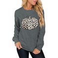thumbnail image 1 of Pull à Imprimé Léopard Imprimé Citrouille Sweat-Shirt à Manches Longues Décontracté Sweat-Shirts à Col Rond, 1 of 7