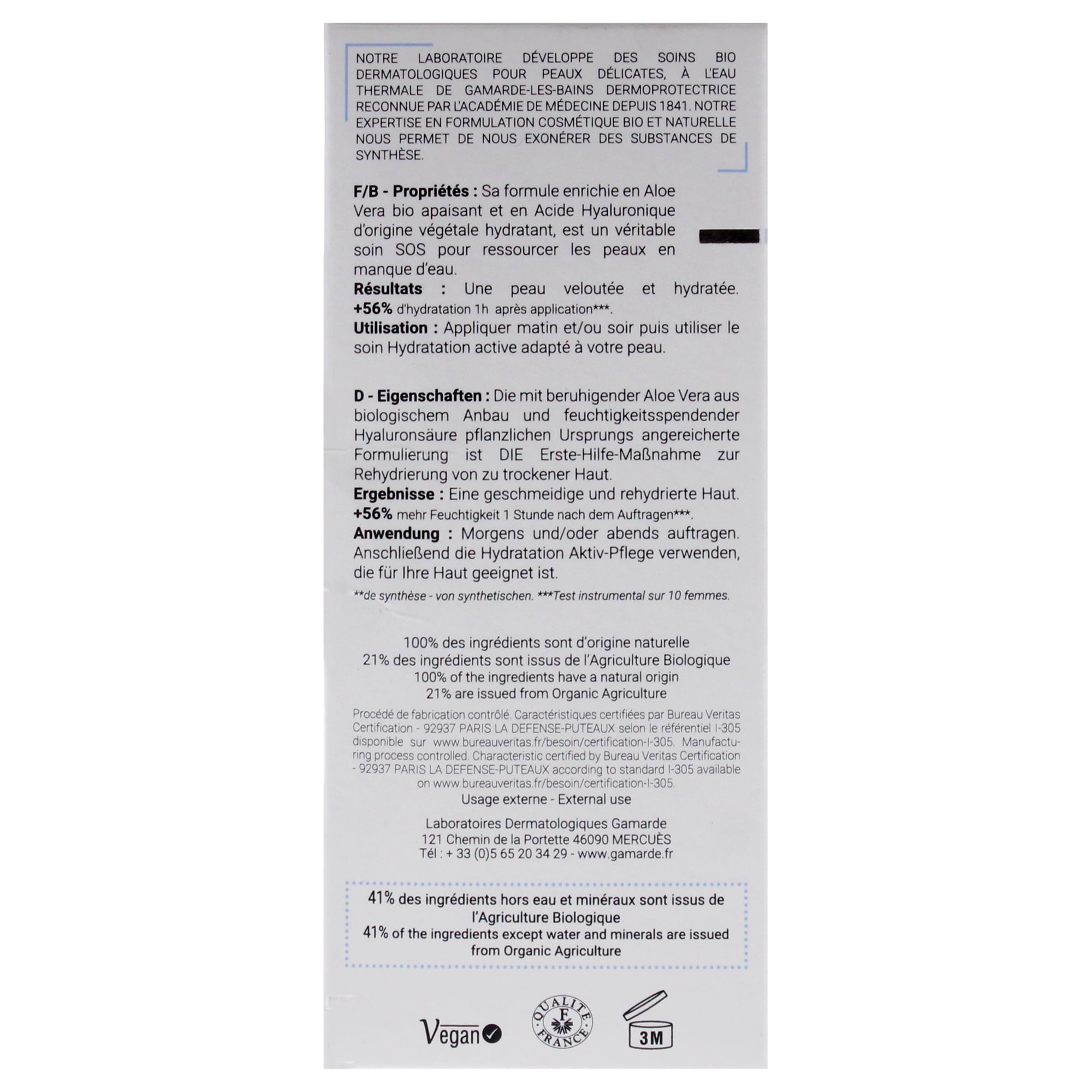 Gamarde Hydrating Elixir, Face Moisturizer Serum, 1.01 oz