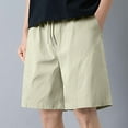 thumbnail image 6 of Big & Tall Summer Bermuda Shorts Athletic Casual Wide Leg Mens Shorts with Pocket Drawstring Waist Loose Workout Shorts Beige, 2XL, 6 of 6