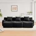 thumbnail image 3 of Three-Seat Boneless Sofa High-Quality Teddy Fabric ,No assembly required Curved armrest Anti-slip Design Ergonomic design, Assembly Chaise 32D High Density Sponge living rooms media rooms,Black, 3 of 5