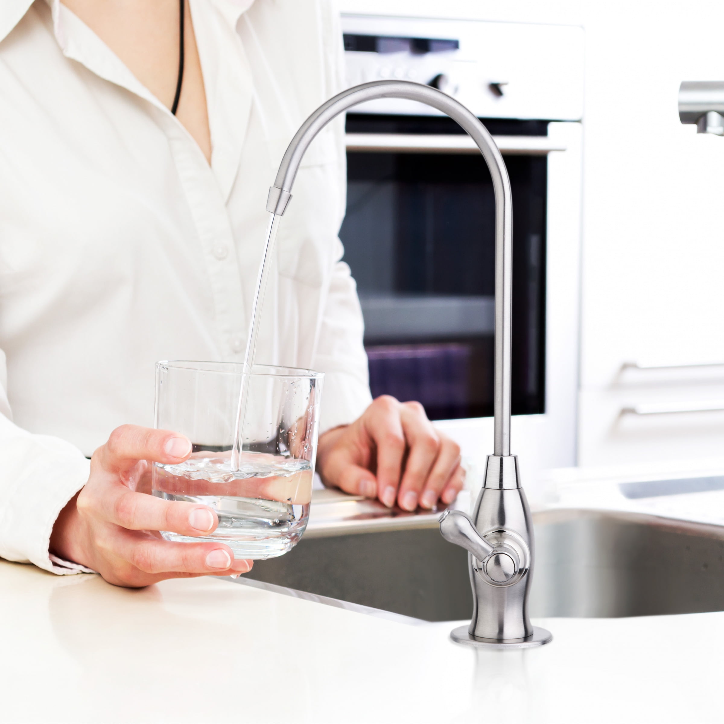 iSpring GK1-BN Heavy Duty Reverse Osmosis, High Spout Kitchen Bar Sink Drinking Water, Contemporary RO Faucet, Brushed Nickel