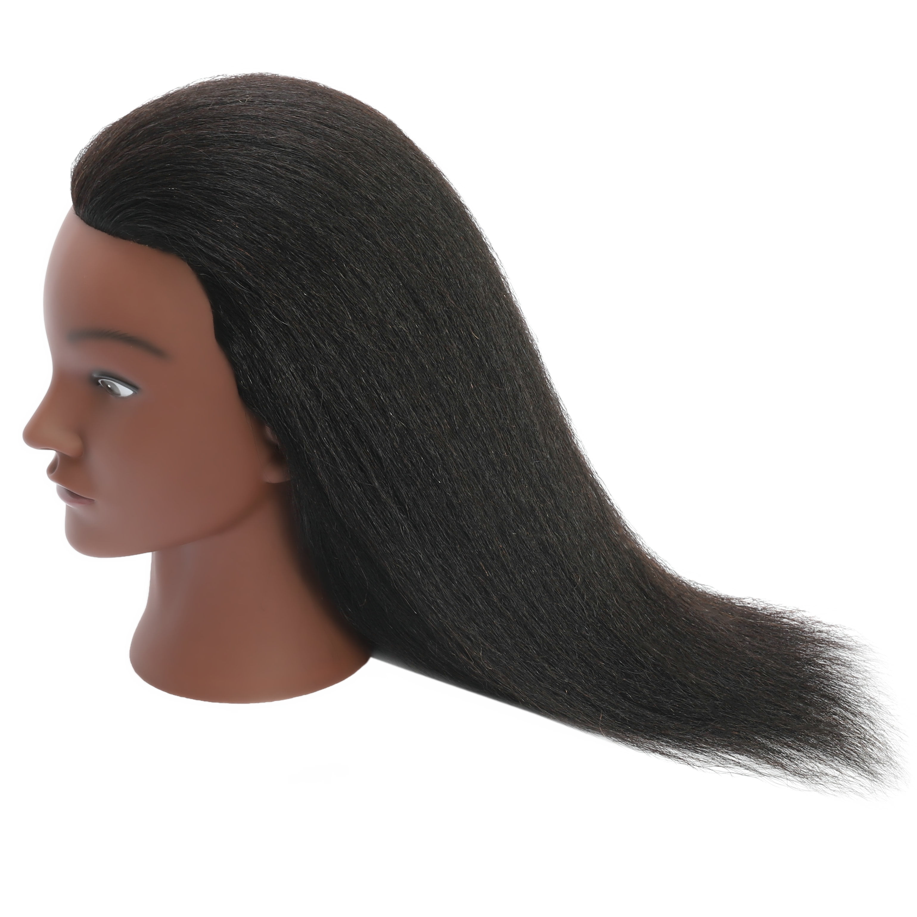 RYHAIR African American Mannequin Head 100% Human Hair for Practice Braiding Styling Cosmetology Barber Training with Stand