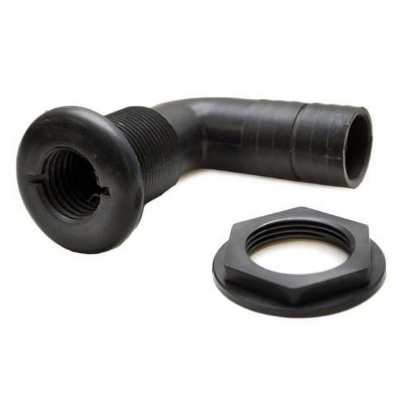 Standard Black Plastic 1 1/8 Inch 90 Degree Boat Thru Hull Connector