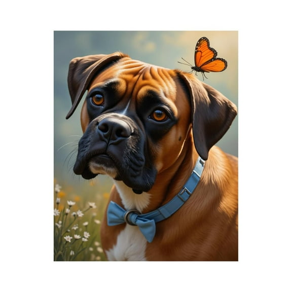 Paint By Numbers Kit for Adults Beginner - DIY Dog With Butterfly And Blue Bowtie Canvas Painting Kits for Adults, Frameless Paint By Number for Adults for Home Wall Decor 16x20 Inch