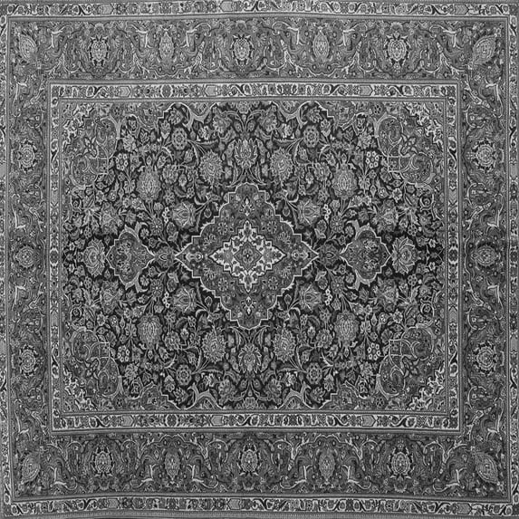 Ahgly Company Indoor Square Medallion Gray Traditional Area Rugs, 7' Square