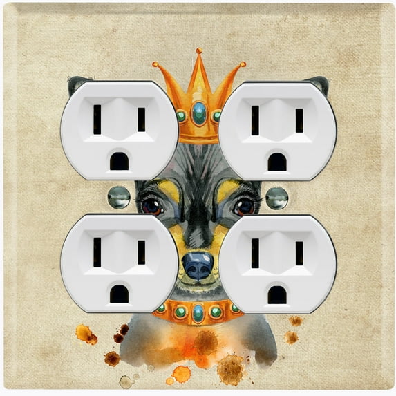 Metal Light Switch Plate Cover Cute Chihuahua Queen Crown Outfit Beige DOG019