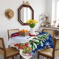 thumbnail image 3 of Navy Blue Christmas Table Cloth Waterproof Tablecloths, Snowman Xmas Tree Ball Gifts Winter Tablecloth Dining Table Cover for Kitchen Party Tabletop Outdoor, Square Tablecloth 60x60 Inch, 3 of 9