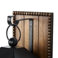 thumbnail image 4 of DecMode Black Metal Abstract Suspended Arched Cutout Wall Sconce with Brown Wood Backing and Beaded Edge, 4 of 9