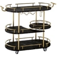 thumbnail image 3 of Garvee Bar Serving Cart with 3 Tier Storage Shelves, Wine Rack, Glass Holder, Golden and Black, 3 of 11